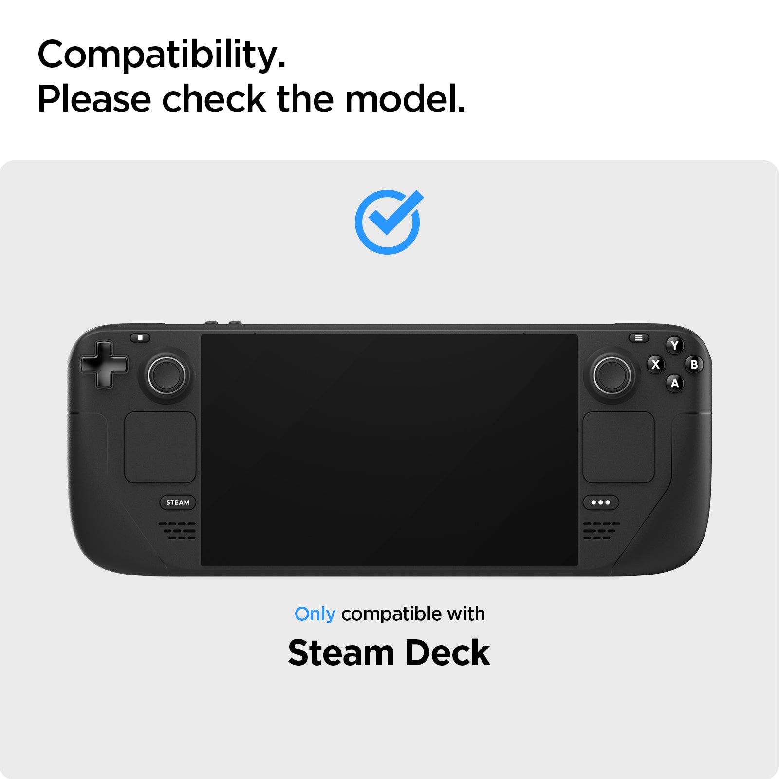 AGL05600 - Steam Deck Screen Protector EZ FIT GLAS.tR showing the  compatibility. Only compatible with Steam Deck