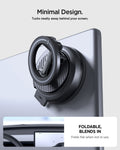 ACP11657 - Spigen MagSafe car mount folded flat and tucked behind a Tesla display screen