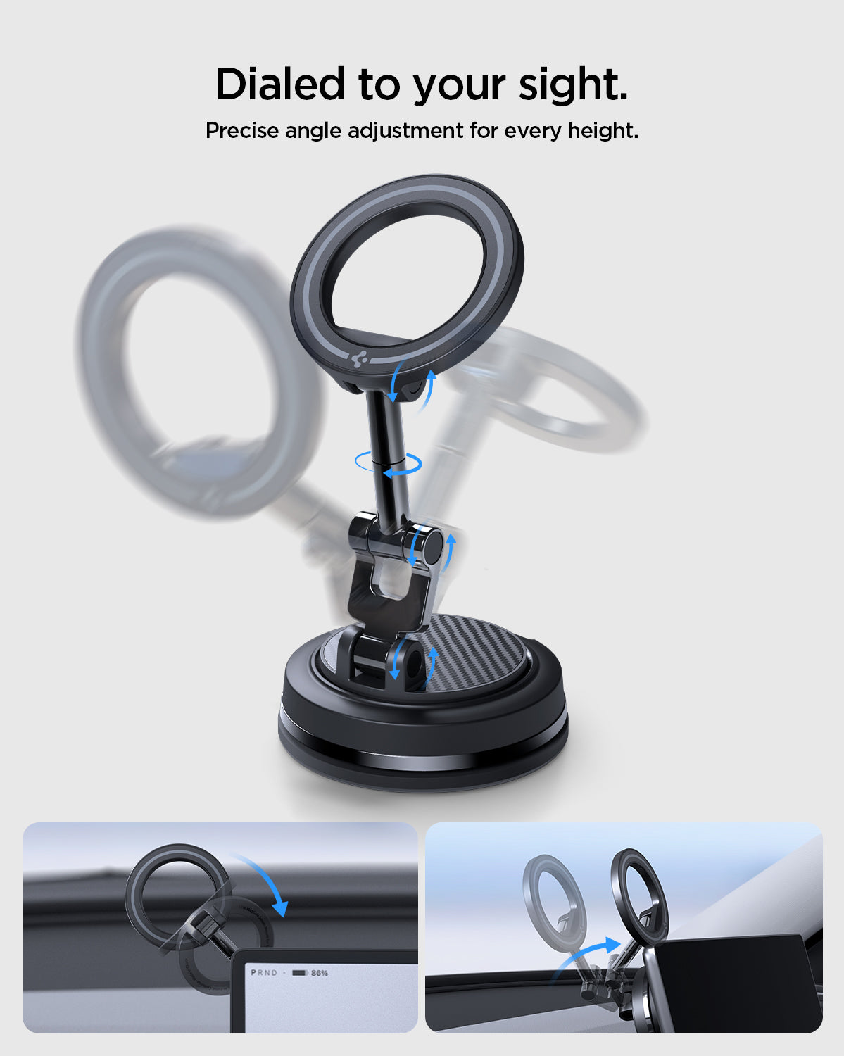 ACP11657 - Spigen MagSafe mount ring tilting and rotating on adjustable joints for a precise viewing angle