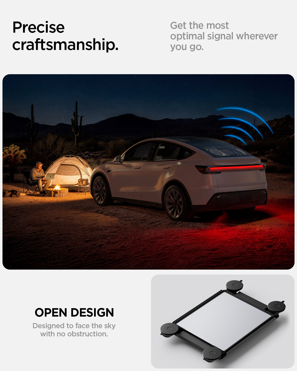 ACP09333 - Starlink Mini Car Mount STL100 showing precise craftsmanship. Open design. designed to face the sky with no obstruction