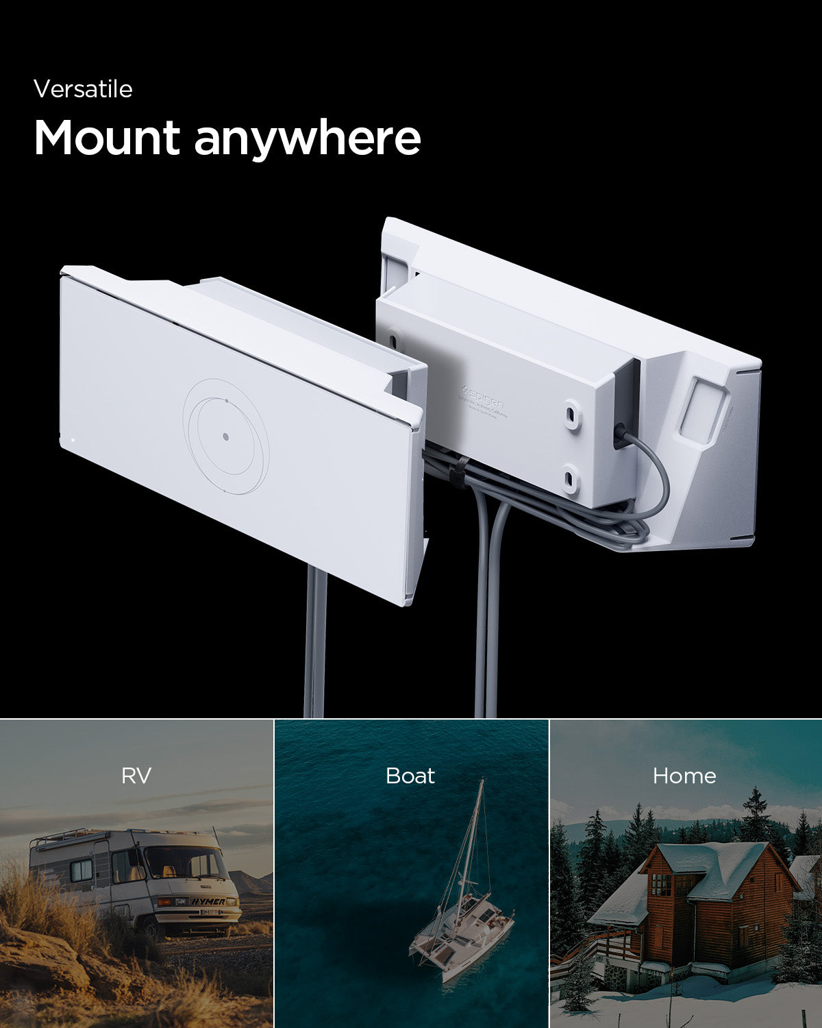 AMP09408 - Starlink Gen 3 Mount | STL310 in White showing that it is versatile and can mount anywhere such as RV, boat, or home