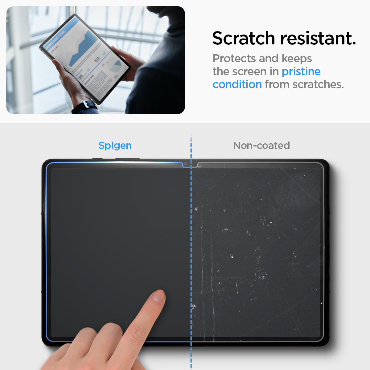 AGL07000 - Galaxy Tab S9 Screen Protector EZ Fit GLAS.tR scratch resistant protects the screen from daily scratches.