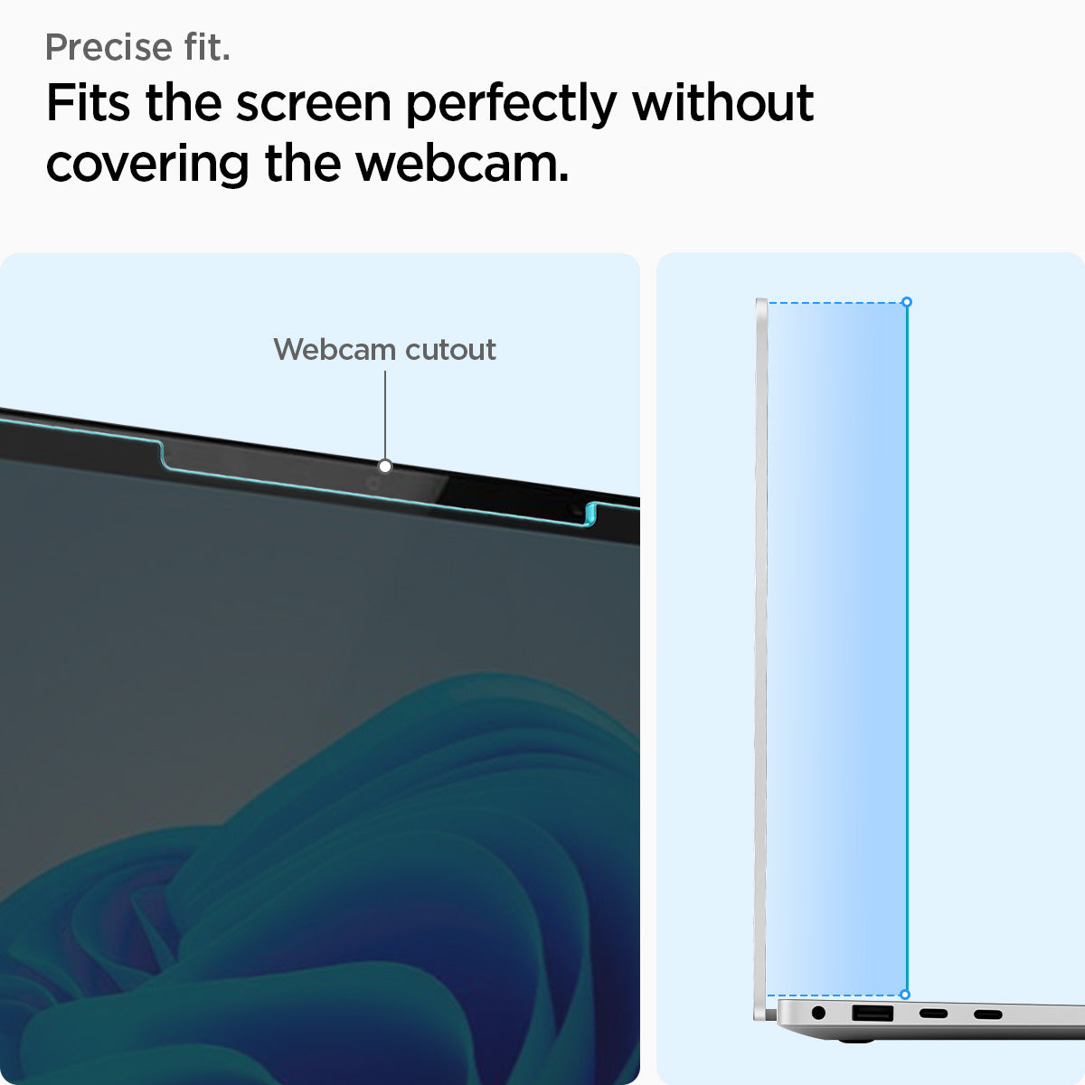 AGL08632 - Microsoft Surface Laptop 13.8-inch (2024) Glas.tR SLIM showing the precise fit, fits the screen perfectly without covering the webcan