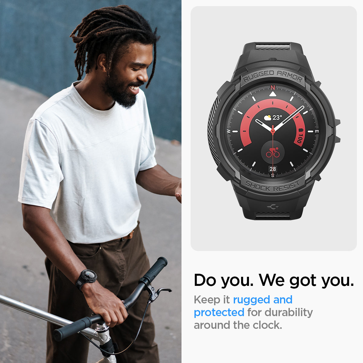 ACS05301 - Galaxy Watch 5 Pro (45mm) Case Rugged Armor Pro in black do you. we got you. keep it rugged and protected for durability around the clock.