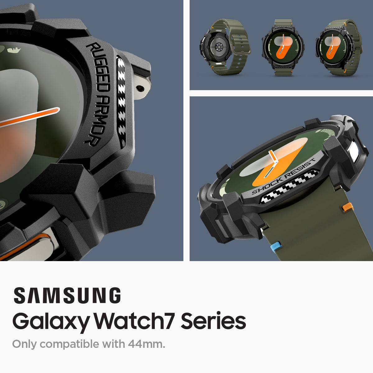 ACS08337 - Galaxy Watch 7 (44mm) Rugged Armor in Matte Black samsung galaxy watch 7 series. only compatible with 44mm.