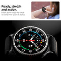 AMP10117 - Galaxy Watch 8 Series Lite Fit Band showing ready, stretch and action. Elastic band keeps the watch on wrist while you're in action