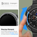 ACS09841 - Galaxy Watch 8 46mm Liquid Air showing precise one-side cutout for rotating bezel access with close-up of bezel detail