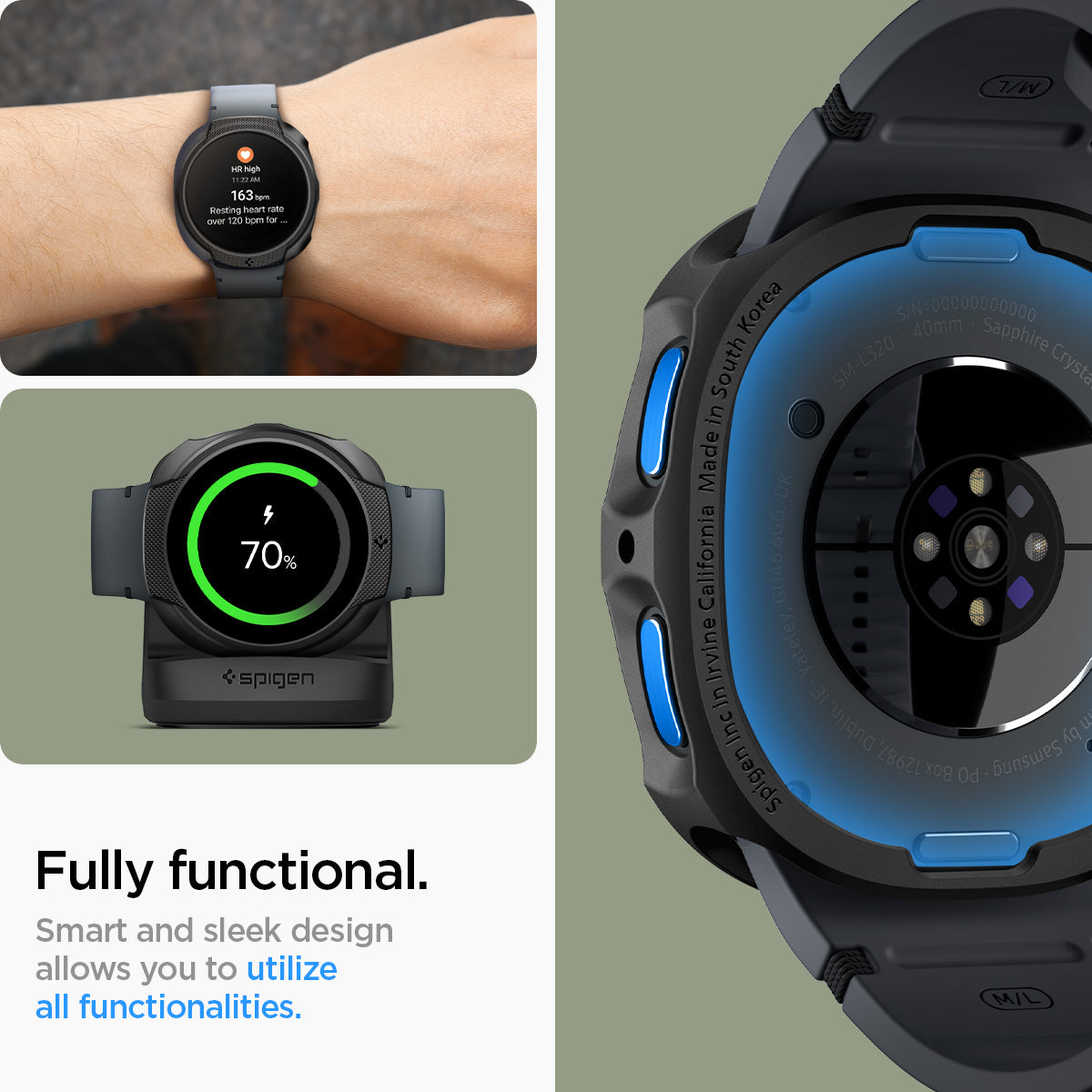 ACS09839 - SWi-dj Liquid Air showing fully functional button and sensor access with wrist shot and charging dock compatibility
