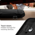 AFA040211 - Nintendo Switch OLED Rugged Armor Pro Pouch in matte black showing the hidden storage for tracking devices