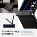 ACS09561 - Galaxy Z Flip 7 Case Tough Armor Pro (MagFit) in black showing the functional hinge protection. Smart hinge design for functionality and seamless productivity.
