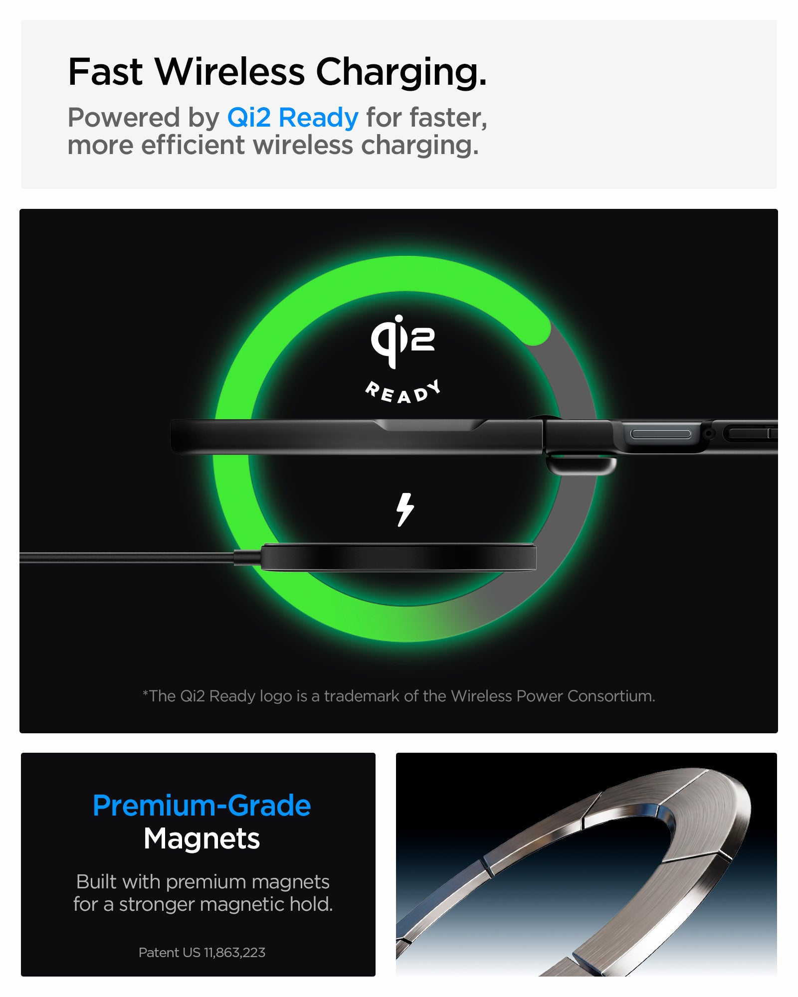 ACS11511 - Galaxy Z Flip 8 Series - Air Fit Pro (Mag Fit) showing it is Qi2 Ready for fast wireless charging