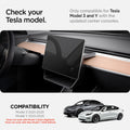 ACP07280 - Tesla Model Y & 3 Under Screen Organizer TO227 in Black showing the Check your Tesla model, only compatible for Tesla model 3 and Y with the updated center consoles compatible with Model 3 2021-2023 and Model Y 2021-2025 but does not work with Model 3 2024 (Highland) and Model Y 2025 (Refresh)
