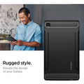 ACS02863 - Galaxy Tab A7 Lite Case Rugged Armor in matte black rugged style. Elevate the design of your galaxy tab.