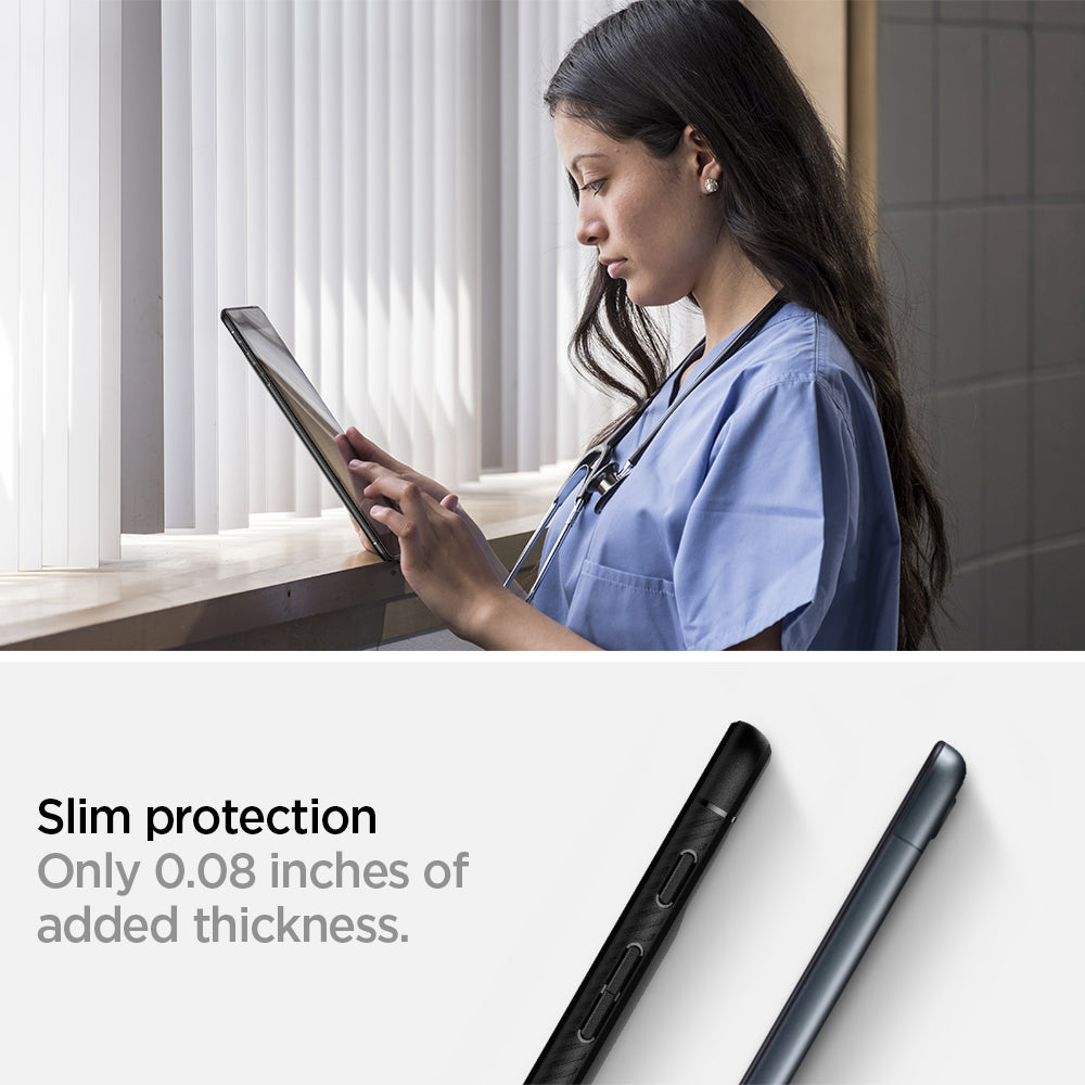 623CS26448 - Galaxy Tab A 10.1" Case Rugged Armor in matte black slim protection only 0.08 inched of added thickness.