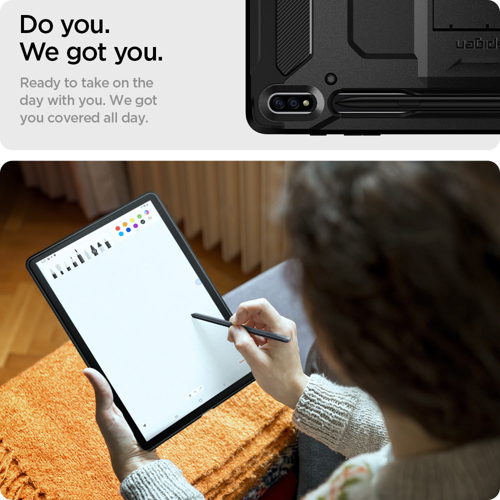 ACS01609 - Galaxy Tab S8 Plus Case Tough Armor Pro in black do you. we got you. ready to take on the da with you. we got you covered all day.