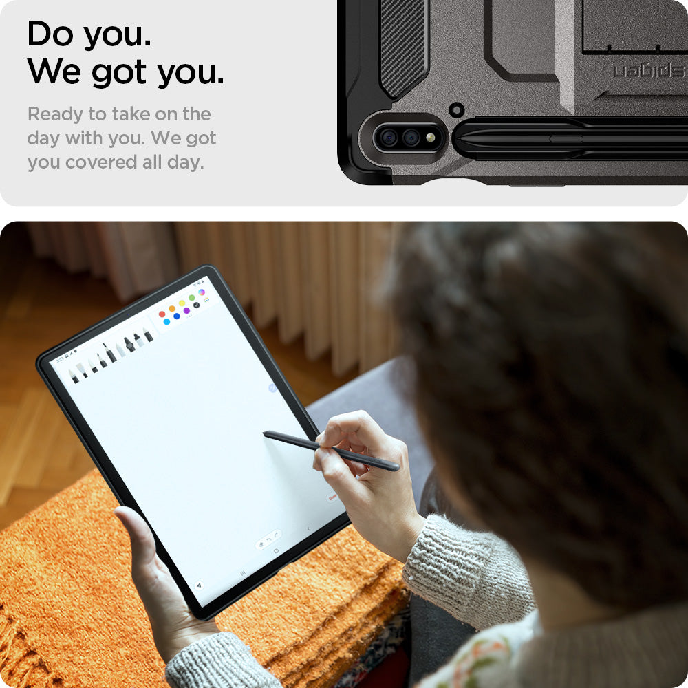 ACS01605 - Galaxy Tab S8 Case Tough Armor Pro in gunmetal do you. we got you. ready to take on the da with you. we got you covered all day.