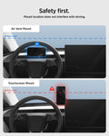 ACP10259 - Spigen Tesla Air Vent Dashboard Mount showing safe air vent placement compared to touchscreen mount