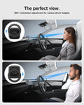 ACP10259 - Spigen Tesla Air Vent Dashboard Mount showing eye level viewing angle for different driver heights