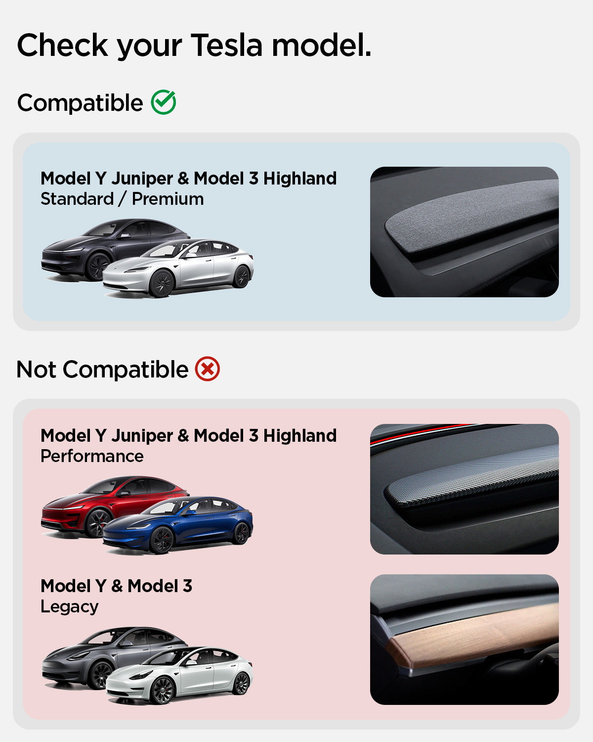 ACP10259 - Spigen Tesla Air Vent Dashboard Mount showing compatibility.