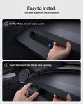 ACP11873 - Two-step installation guide for the Spigen Tesla air vent mount: gently lift the air vent's upper panel, then insert the mount into the opening