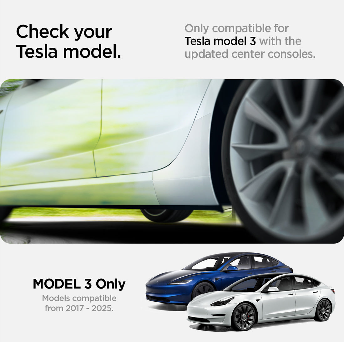 AFL06195 - Tesla Model 3 Platinum Shield Fender showing the compatibility