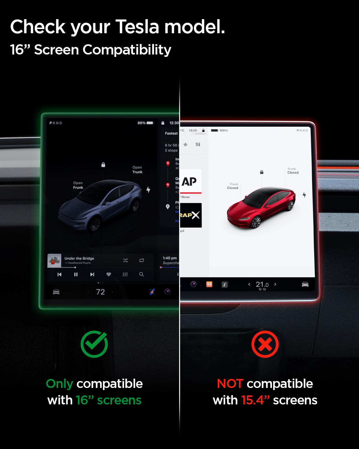 AGL10820 - Model Y Juniper (2025+) Screen Protector GLAS.tR EZ Fit | 16 inch only compatible with 16 inch screens