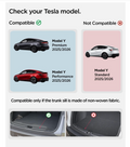 ACP09759 - Tesla Model Y Juniper Trunk Sill Guard | TG100-YJ in black showing compatible only if the trunk sill is made of non-woven fabric.