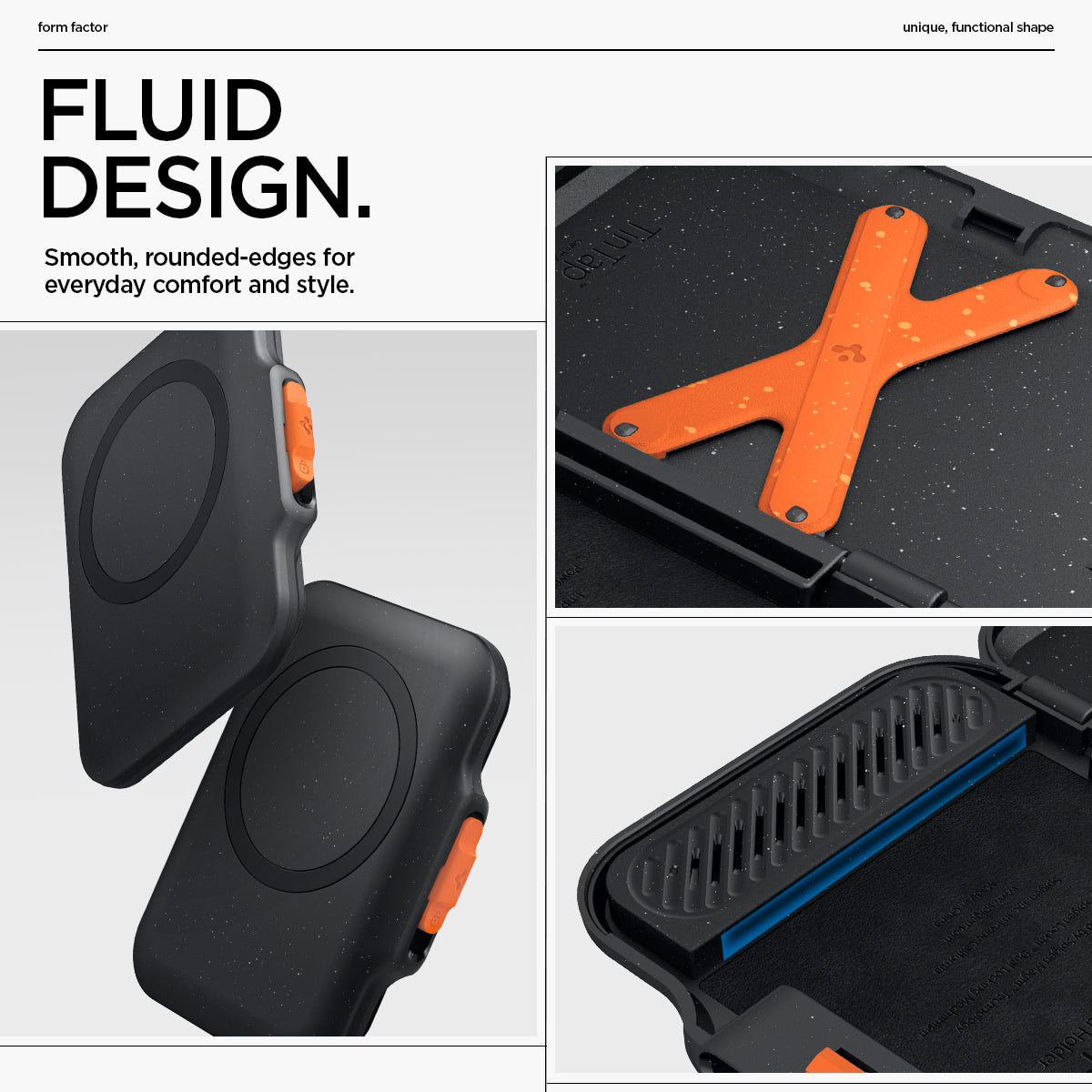 AFA07617 - MagSafe Card Holder Tintap (MagFit) in Black showing the fluid design. Smooth, round-edges for everyday comfort and style