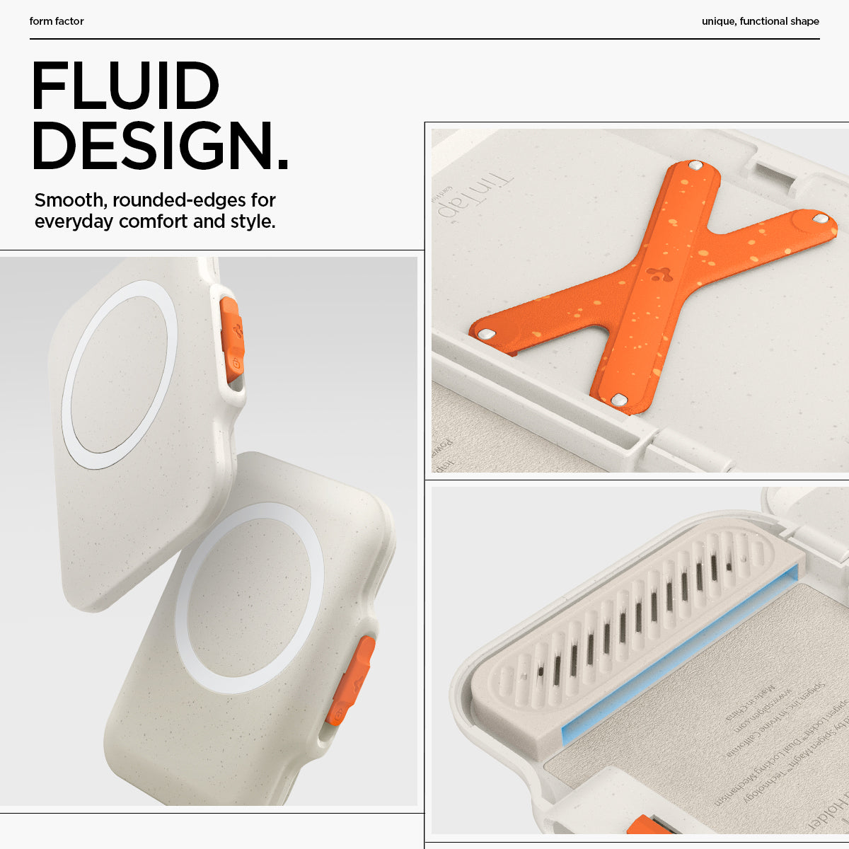 AFA07616 - MagSafe Card Holder Tintap (MagFit) in Dune Beige showing the fluid design. Smooth, round-edges for everyday comfort and style