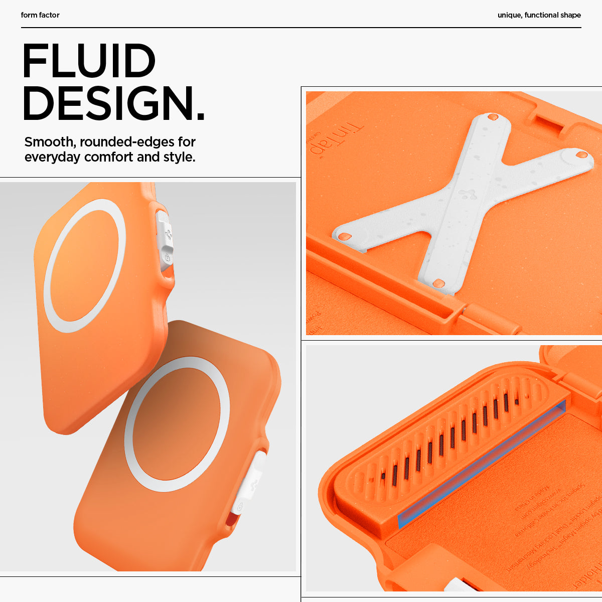 AFA11380 - MagSafe Card Holder Tintap (MagFit) in Orange showing the fluid design. Smooth, round-edges for everyday comfort and style