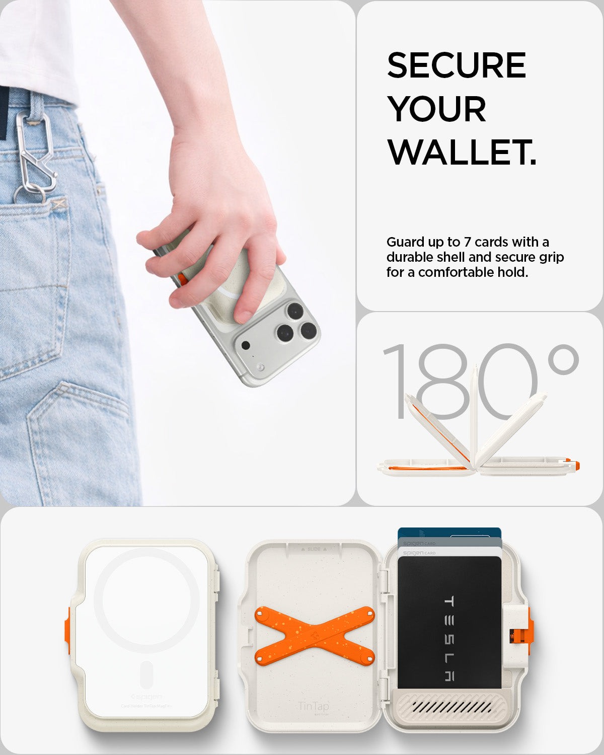 AFA07616 - MagSafe Card Holder Tintap (MagFit) in Dune Beige showing secure your wallet