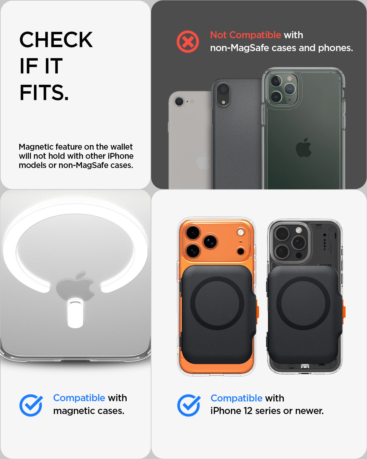 AFA07617 - MagSafe Card Holder Tintap (MagFit) in Black showing check if it fits.