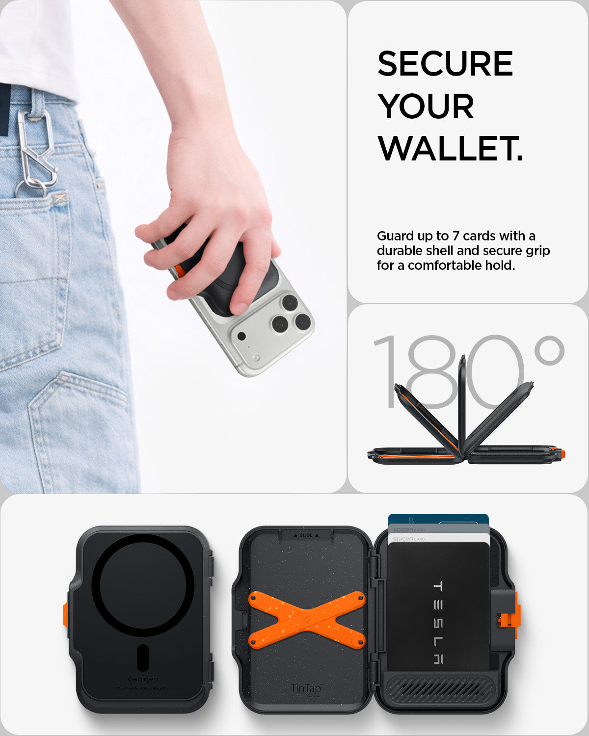 AFA07617 - MagSafe Card Holder Tintap (MagFit) in Black showing secure your wallet