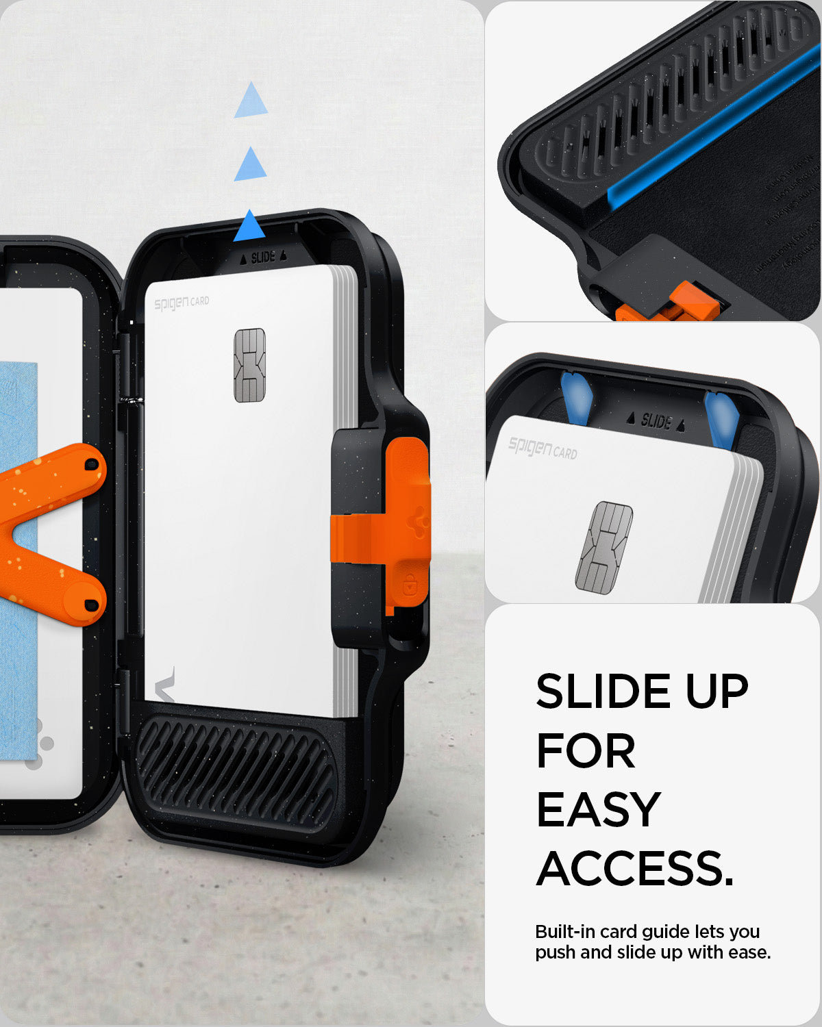 AFA07617 - MagSafe Card Holder Tintap (MagFit) in Black showing slide up for easy access