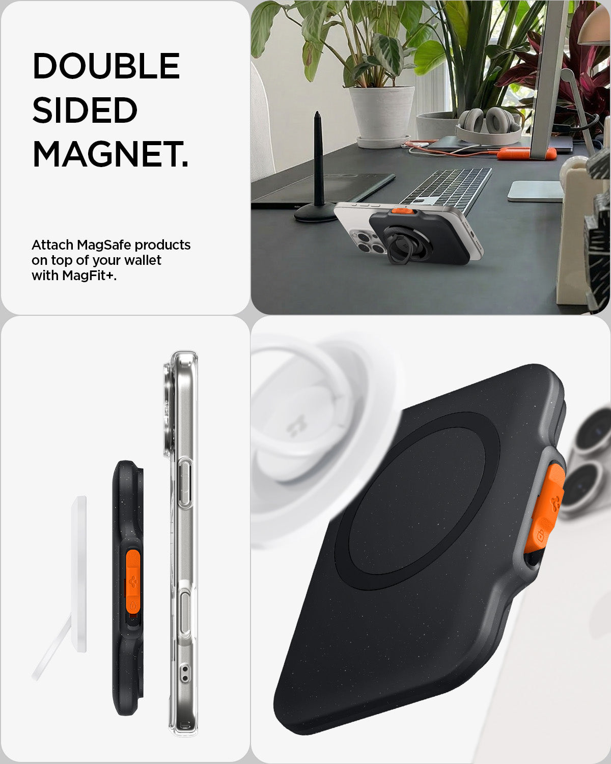 AFA07617 - MagSafe Card Holder Tintap (MagFit) in Black showing double sided magnet