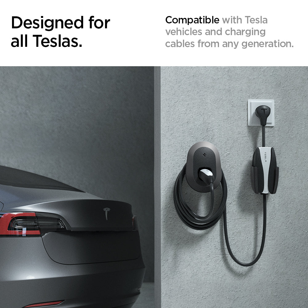 ACP04294 - Tesla Charging Wall Mount in dark silver designed for all teslas. compatible with tesla vehicles and charging cables from any generation.