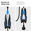 ACP04294 - Tesla Charging Wall Mount in dark silver mounts on either side. Place the power outlet on either the top or bottom.