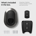 ACP04294 - Tesla Charging Wall Mount in dark silver what's included in the box. organizer, fastener, chassis bracket, crews and wall anchor.