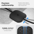 ACP05444 - Tesla Charger Cable Cover TO110 in black precision craftsmanship. Funnel cutout allows cable to move left and right hassle free. Funnel cutout holds cable securely while providing mobility.