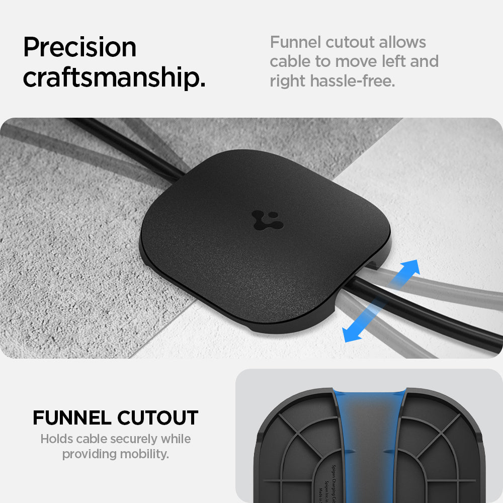 ACP05444 - Tesla Charger Cable Cover TO110 in black precision craftsmanship. Funnel cutout allows cable to move left and right hassle free. Funnel cutout holds cable securely while providing mobility.