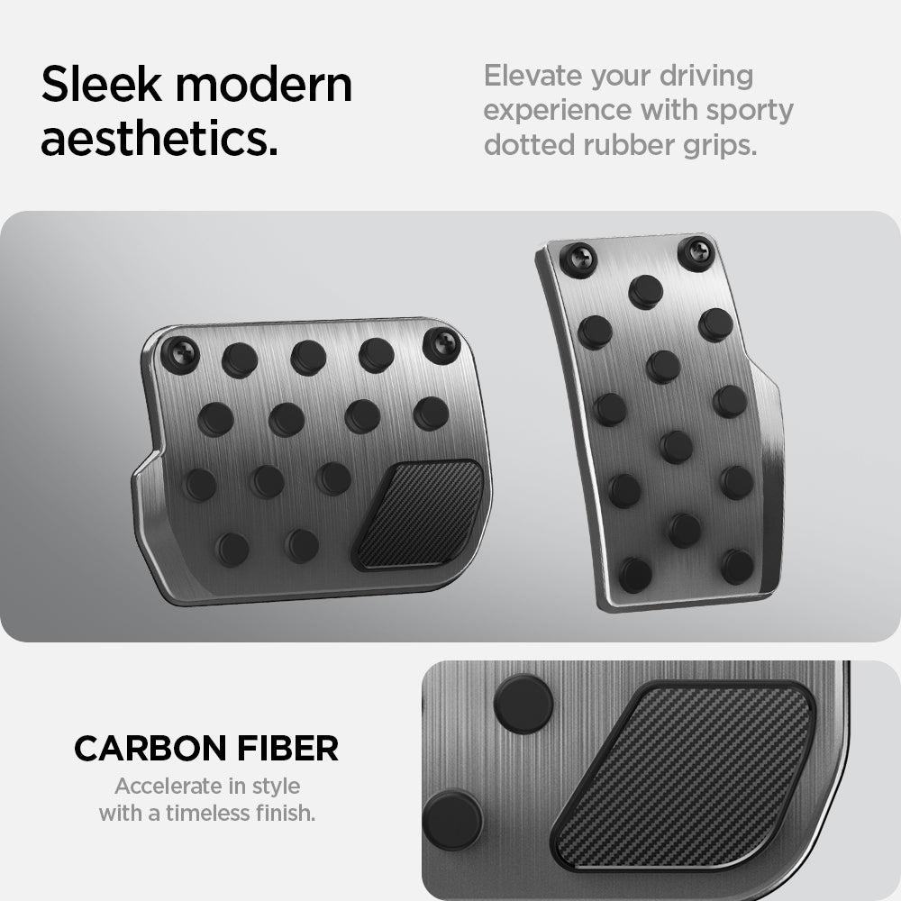 ACP07220 - Tesla Model Y & 3 Pedal Cover TO201 in Black sleek modern aesthetics Elevate your driving experience with sporty dotted rubber grips. Carbon fiber accelerate in style with a timeless finish.