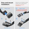 ACP07220 - Tesla Model Y & 3 Pedal Cover TO201 in Black easy and secure installation. remove pre installed rubber pedal covers beforehand. insert pedal cover fully before screwing hem on. wiggle to install. use small amount of lubricant (soapy water, WD-40) for easier installation