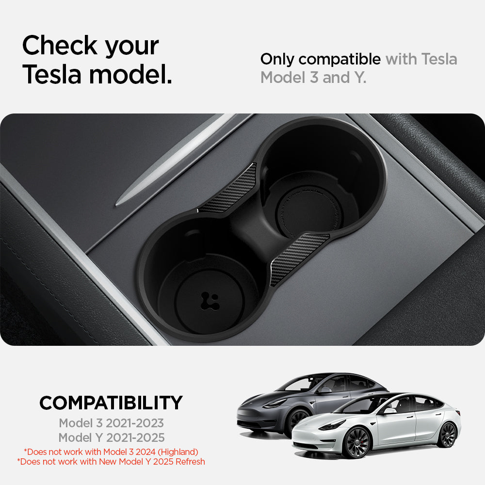 Spigen Center Console Cup Holder Insert – Carbon Edition For Tesla Model 3 & Y