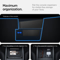 ACP07407 - Model 3 (2024-2025) Highland | Model Y (2025) Refresh Center Console Organizer Upper Tray Non Slide | TO220H showing the maximum organization. Pair the console organizers for clutter-free storage of your Tesla. 1. Place the sliding console organizer first 2. Place the expanded organizer on top