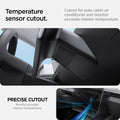 ACP08373 - Tesla Model 3 Highland Under Screen Organizer TO227H in Black the temperature sensor cutout.  Cutout for auto cabin air conditional and monitor accurate interior temperature.  Precise cutout monitors accurate interior temperature.