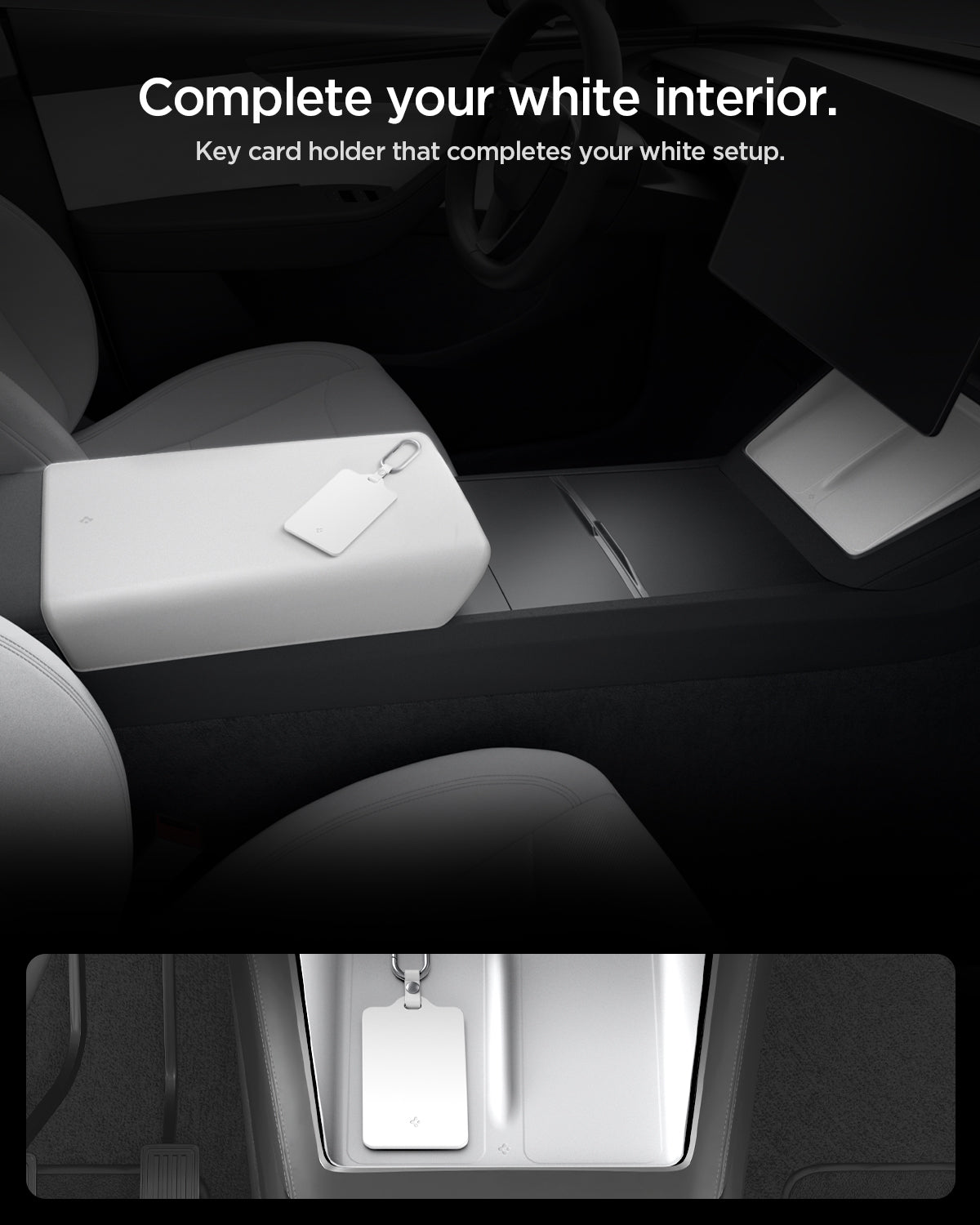ACP11404 - Tesla Key Card Holder | TO243 1 Pack in White showing complete your white interior