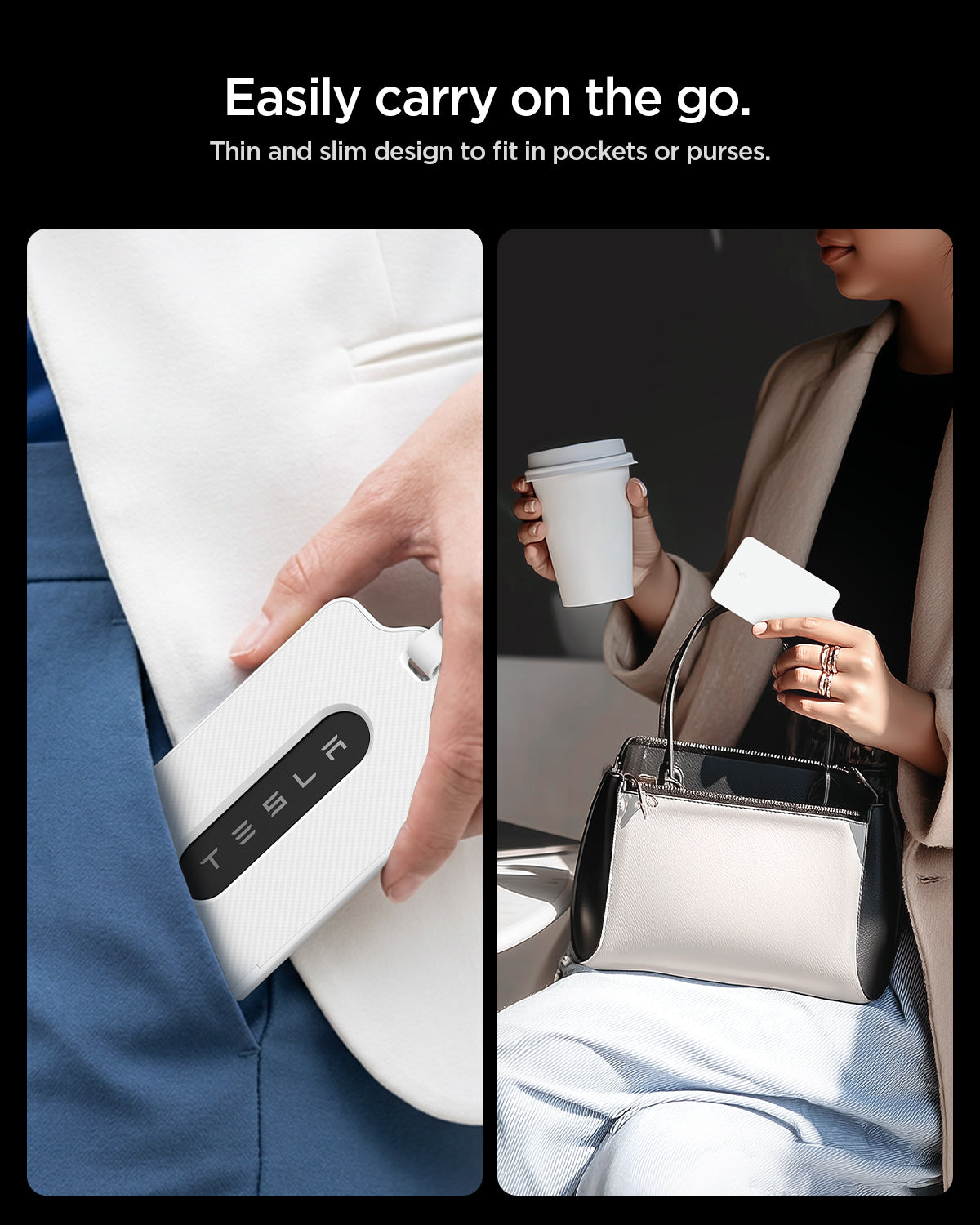 ACP11404 - Tesla Key Card Holder | TO243 1 Pack in White showing easily carry on the go