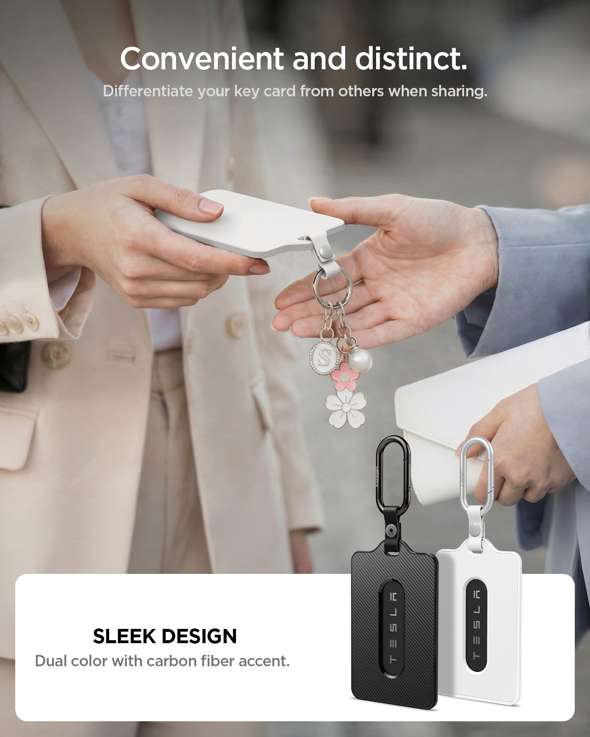 ACP11405 - Tesla Key Card Holder | TO243 2 Pack in Black & White showing convenient and distinct