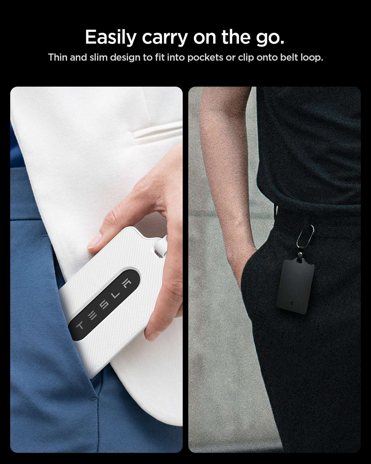 ACP11405 - Tesla Key Card Holder | TO243 2 Pack in Black & White showing easily carry on the go