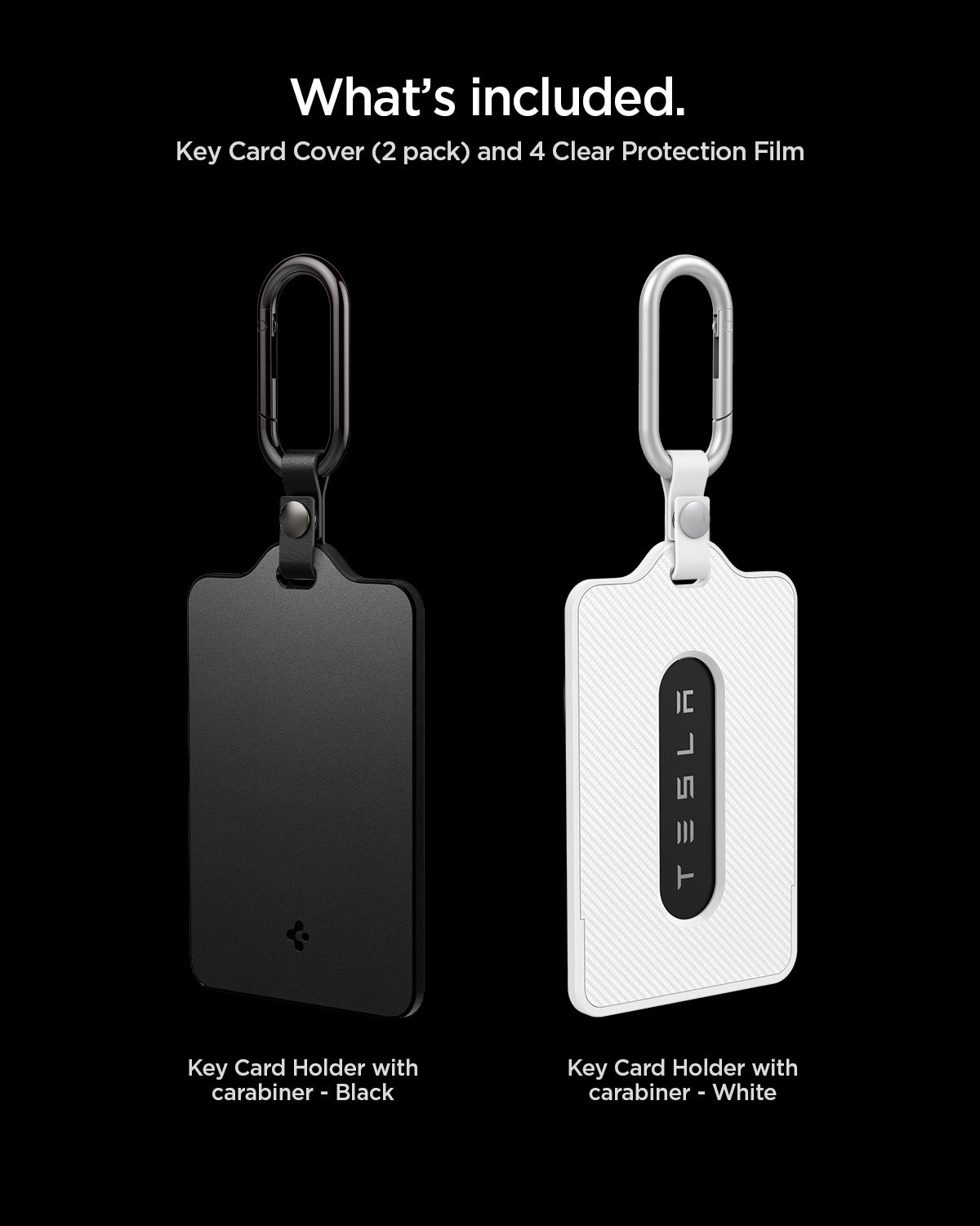 ACP11405 - Tesla Key Card Holder | TO243 2 Pack in Black & White showing what's included